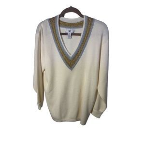 Vintage PS Illustrations V-Neck Cream Sweater